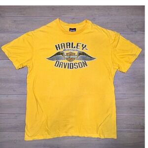 Harley Davidson T Shirt Colonial‎ Motorcycles Prince George VA Yellow 2013 Y2K